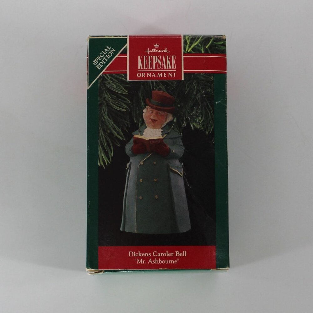 Vintage Hallmark Dickens Caroler Bell Christmas Ornament 1990